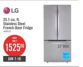 The Brick LG 25.1 Cu. Ft. French-Door Refrigerator - LRFNS2503S offer