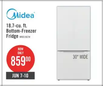 The Brick Midea 18.7 Cu. Ft. Bottom-Freezer Refrigerator - MRB19B7AWW offer