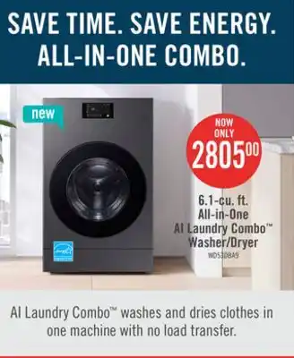 The Brick Samsung Bespoke 6.1 Cu. Ft. All-in-One AI Laundry Combo Washer/Dryer - WD53DBA900HZA1 offer