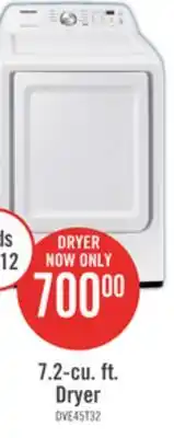 The Brick Samsung 7.2 Cu. Ft. Electric Dryer with Sensor Dry - DVE45T3200W/AC offer