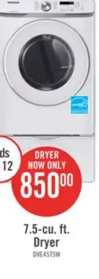 The Brick Samsung 7.5 Cu. Ft. Front-Load Electric Dryer - DVE45T6005W/AC offer