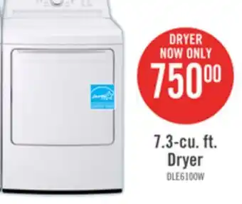 The Brick LG 7.3 Cu. Ft. Ultra Large Capacity Electric Dryer with Sensor Dry - DLE6100W offer