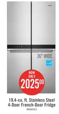 The Brick Whirlpool 19.4 Cu. Ft. 4-Door French-Door Refrigerator - WRQA59CNKZ offer