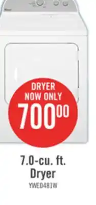 The Brick Whirlpool 7.0 Cu. Ft. Electric Dryer YWED4815EW offer