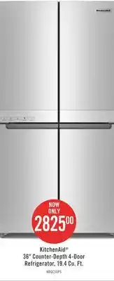 The Brick KitchenAid 19.4 Cu. Ft. Counter-Depth 4-Door Refrigerator - KRQC506MPS offer