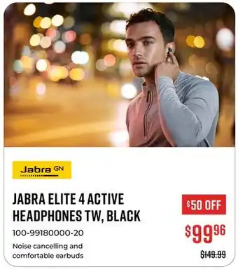 Canex JABRA ELITE 4 ACTIVE HEADPHONES TW, BLACK offer