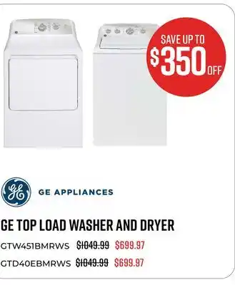 Canex GE Appliances Top Load Washer and Electric Dryer offer