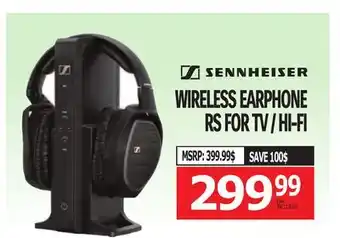 Centre Hi-Fi SENNHEISER WIRELESS EARPHONE RS FOR TV / HI-FI offer