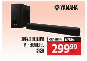 Centre Hi-Fi YAMAHA COMPACT SOUNDBAR WITH SUBWOOFER offer