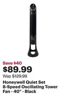Best Buy Honeywell Quiet Set 8-Speed Oscillating Tower Fan - 40 - Black offer