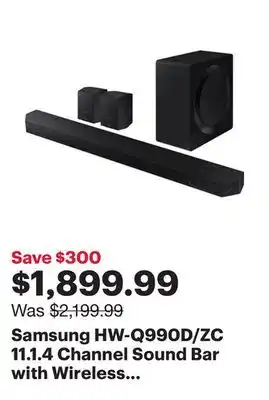 Samsung HW-Q990D/ZC 11.1.4 Channel Sound Bar with Wireless Subwoofer & Up-Firing Rear Speakers - Graphite Black