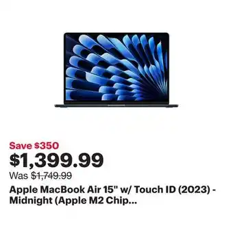 Best Buy Apple MacBook Air 15 w/ Touch ID (2023) - Midnight (Apple M2 Chip / 256GB SSD / 8GB RAM) - English offer