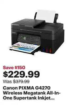 Best Buy Canon PIXMA G4270 Wireless Megatank All-In-One Supertank Inkjet Printer - Only at Best Buy offer
