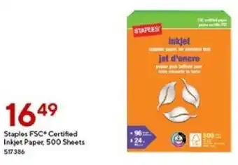 Staples Staples FSC Certified Inkjet Paper, 500 Sheets offer
