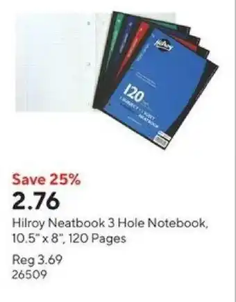Staples Hilroy Neatbook 3 Hole Notebook, offer