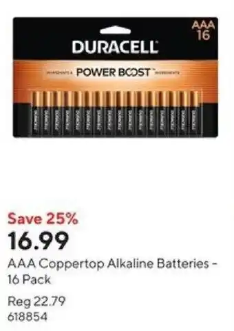 Staples AAA Coppertop Alkaline Batteries offer