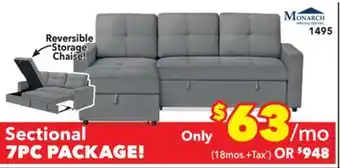 Surplus Furniture Stone Grey Storage Sleeper Sectional offer