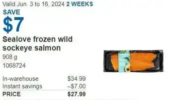 Costco Sealove frozen wild sockeye salmon offer