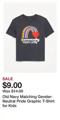 Old Navy Old Navy Matching Gender-Neutral Pride Graphic T-Shirt for Kids offer