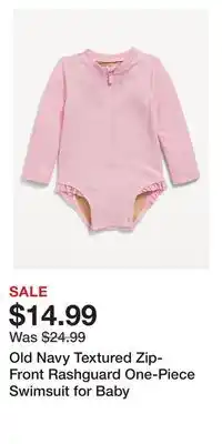 Old Navy Old Navy Textured Zip-Front Rashguard One-Piece Swimsuit for Baby offer