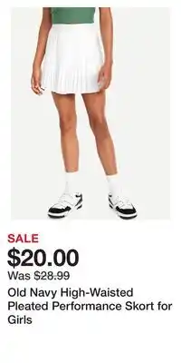 Old Navy Old Navy High-Waisted Pleated Performance Skort for Girls offer