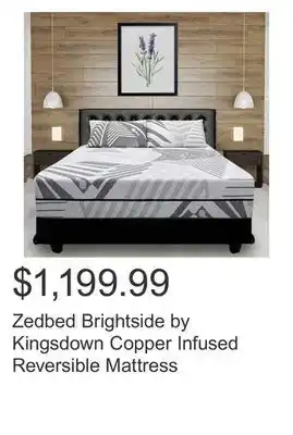 Costco Zedbed Brightside by Kingsdown Copper Infused Reversible Mattress offer