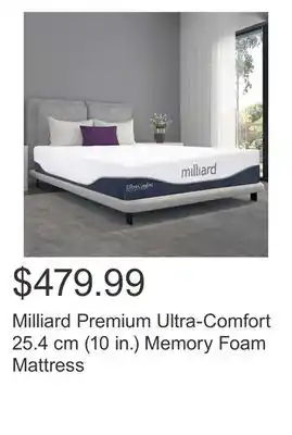 Costco Milliard Premium Ultra-Comfort 25.4 cm (10 in.) Memory Foam Mattress offer
