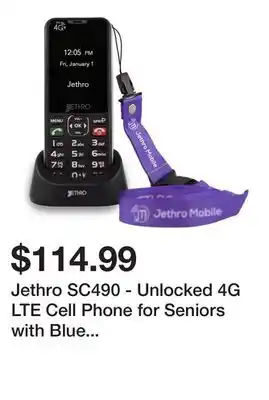 Newegg Jethro SC490 - Unlocked 4G LTE Cell Phone for Seniors with Blue Lanyard, Charging Dock, Big Buttons, FCC/IC Certified SC490 offer