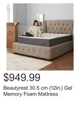 Costco Beautyrest 30.5 cm (12in.) Gel Memory Foam Mattress offer