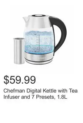 Costco Chefman Digital Kettle with Tea Infuser and 7 Presets, 1.8L offer