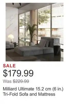 Costco Milliard Ultimate 15.2 cm (6 in.) Tri-Fold Sofa and Mattress offer