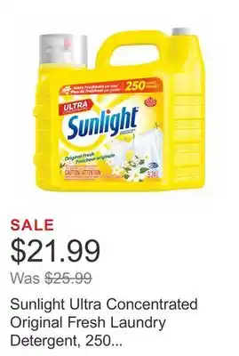 Costco Sunlight Ultra Concentrated Original Fresh Laundry Detergent, 250 Loads offer