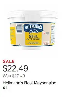 Costco Hellmann's Real Mayonnaise, 4 L offer