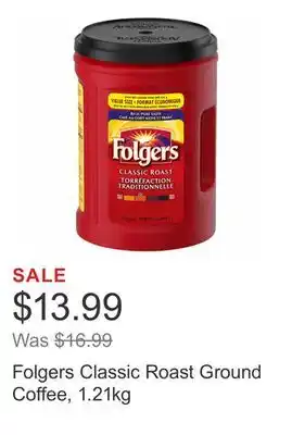 Costco Folgers Classic Roast Ground Coffee, 1.21kg offer