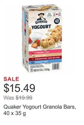 Costco Quaker Yogourt Granola Bars, 40 x 35 g offer