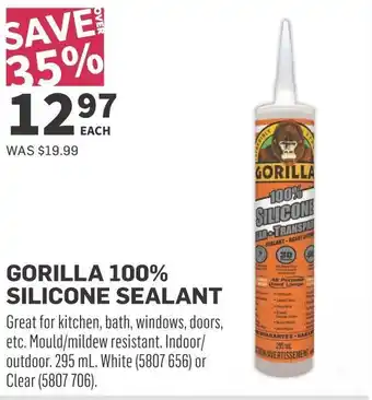 Co-op GORILLA 100% SILICONE SEALANT offer