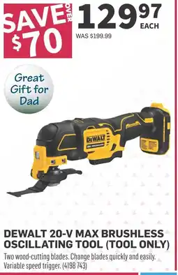 Co-op DEWALT 20-V MAX BRUSHLESS OSCILLATING TOOL (TOOL ONLY) offer