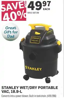 Co-op STANLEY WET/DRY PORTABLE VAC, 18.9-L offer