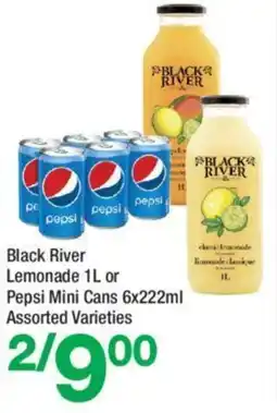 Highland Farms Black River Lemonade 1L or Pepsi Mini Cans 6x222ml Assorted Varieties offer