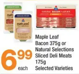 Highland Farms Maple Leaf Bacon 375g or Natural Selections Sliced Deli Meats offer