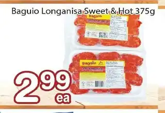 Nations Fresh Foods Baguio Longanisa Sweet & Hot 375g offer