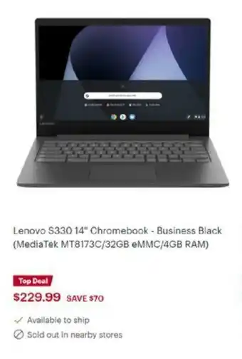 Best Buy Lenovo S330 14" Chromebook - Business Black offer