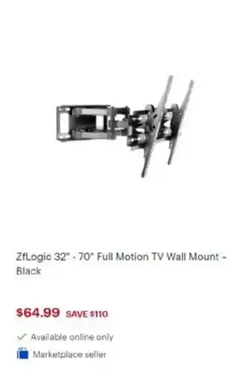 Best Buy Zflogic 32" - 70" Full Motion TV Wall Mount - Black offer