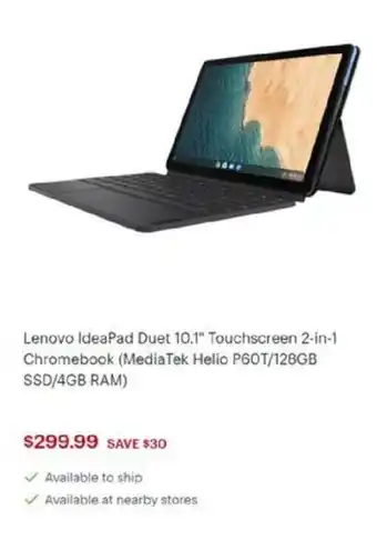 Best Buy Lenovo IdeaPad Duet 10.1" Touchscreen 2-in-1 Chromebook offer