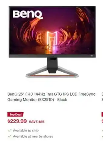 Best Buy BenQ 25" FHD 144Hz 1ms GTG IPS LCD FreeSync Gaming Monitor offer