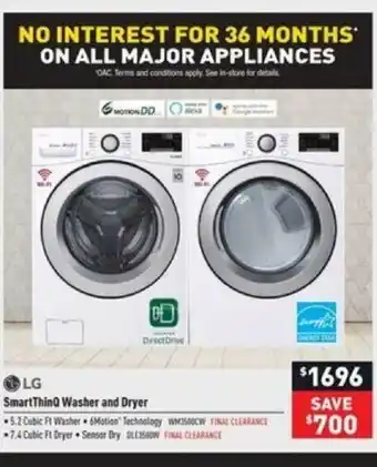 Visions Electronics SmartThinQ Washer And Dryer offer