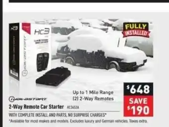 Visions Electronics 2-Way Remote Car Starter offer