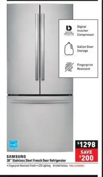 Visions Electronics 30" Stainless Steel French Door Refrigerator offer