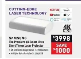 Visions Electronics The Premiere 4K Smart Ultra Short Throw Laser Projector offer