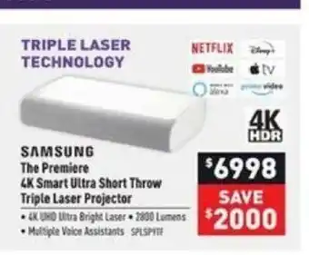 Visions Electronics The Premiere 4K Smart Ultra Short Throw Triple Laser Projector offer